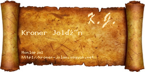 Kroner Jolán névjegykártya